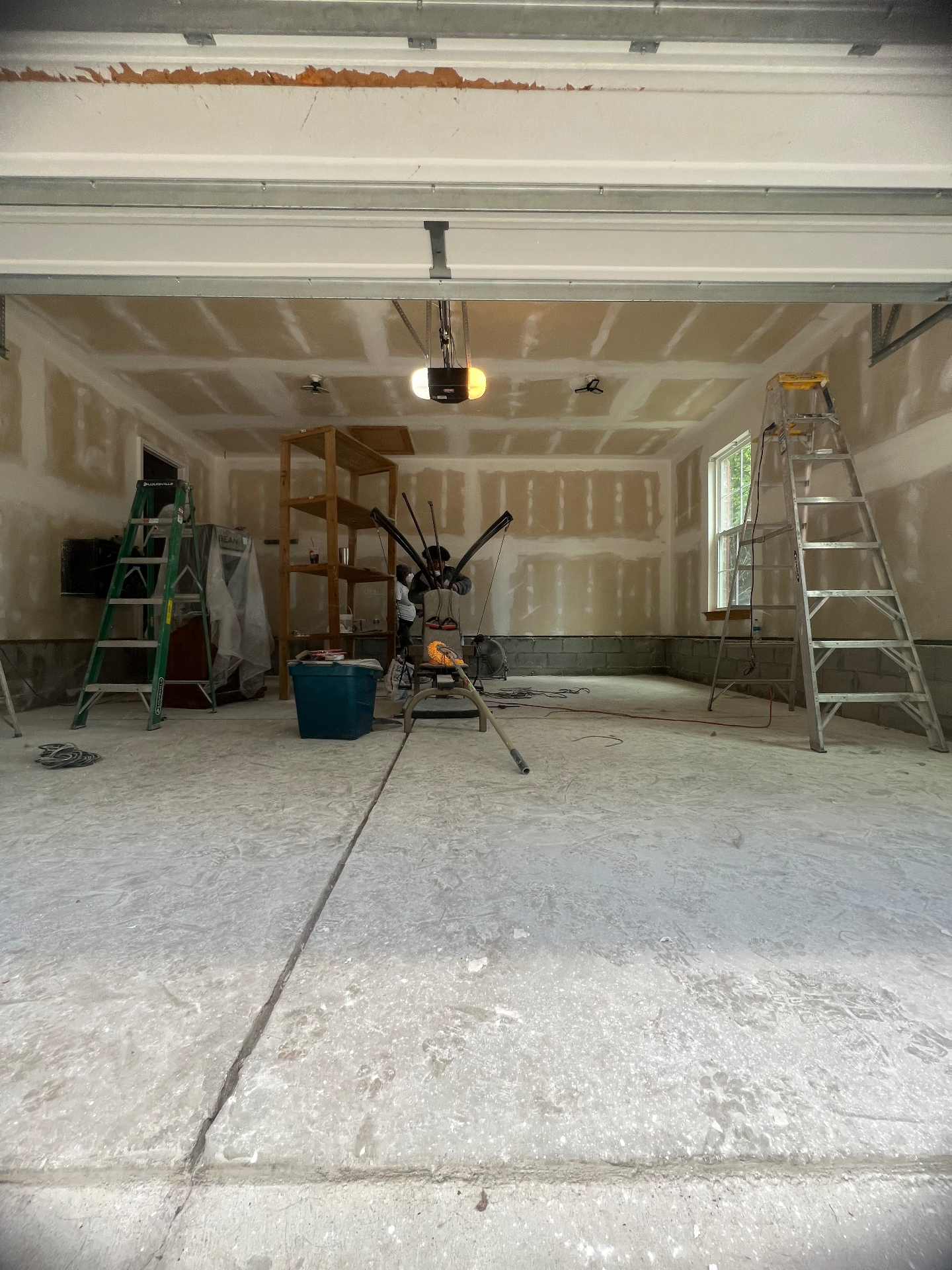 Garage drywall & prep — before paint